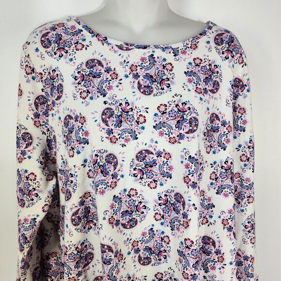 Talbots Womens Top Tee Size 2X Multicolor Long Sleeve Pullover Floral Round Neck - Picture 3 of 8